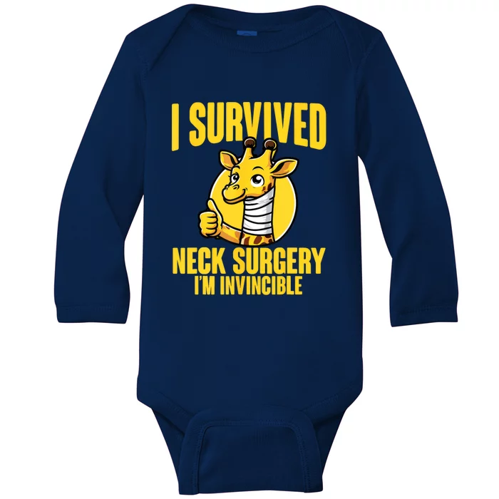 Neck Injury Survivor I Survived Neck Surgery Recovery Baby Long Sleeve Bodysuit