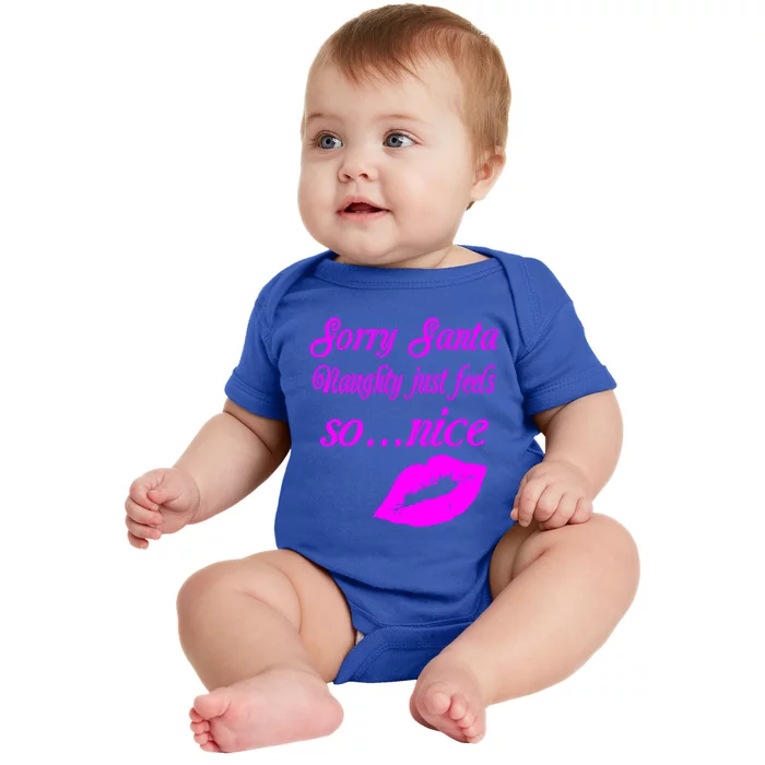 Naughty Is The New Nice Santa Xmas Lips Gift Baby Bodysuit