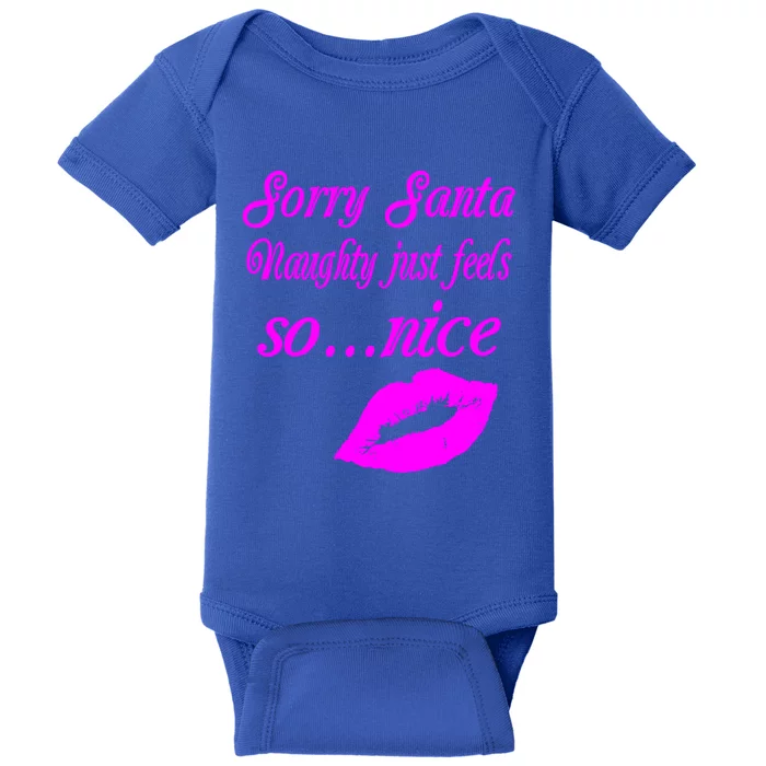 Naughty Is The New Nice Santa Xmas Lips Gift Baby Bodysuit