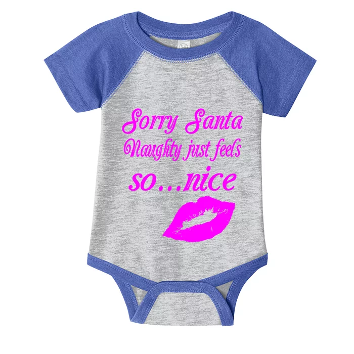 Naughty Is The New Nice Santa Xmas Lips Gift Infant Baby Jersey Bodysuit