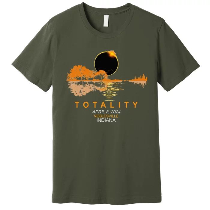 Noblesville Indiana Total Solar Eclipse 2024 Guitar Premium T-Shirt