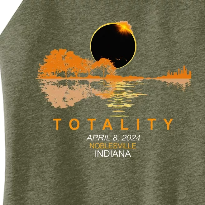 Noblesville Indiana Total Solar Eclipse 2024 Guitar Women’s Perfect Tri Rocker Tank