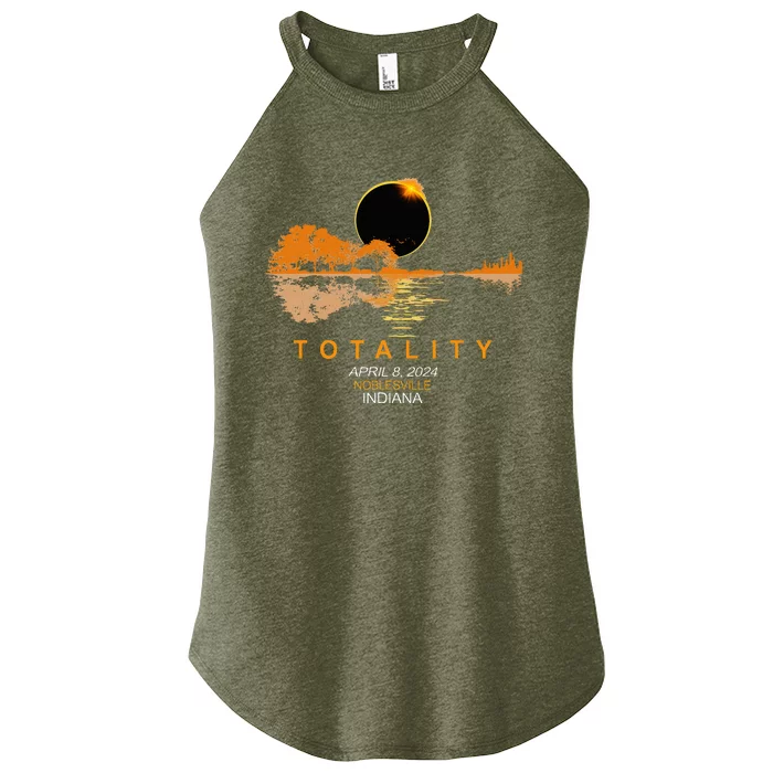 Noblesville Indiana Total Solar Eclipse 2024 Guitar Women’s Perfect Tri Rocker Tank