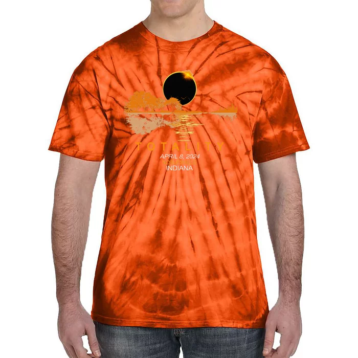 Noblesville Indiana Total Solar Eclipse 2024 Guitar Tie-Dye T-Shirt