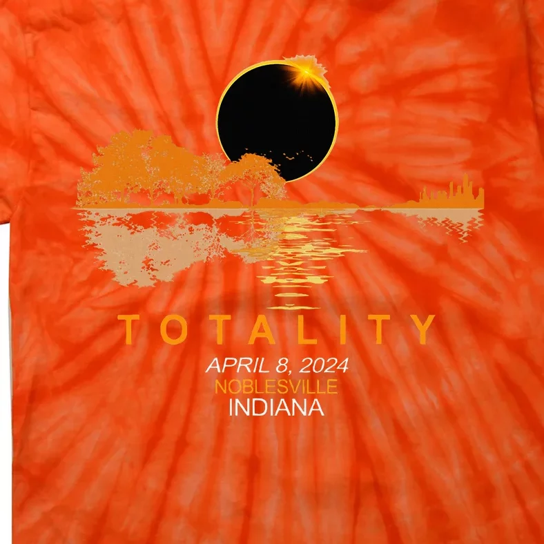 Noblesville Indiana Total Solar Eclipse 2024 Guitar Tie-Dye T-Shirt