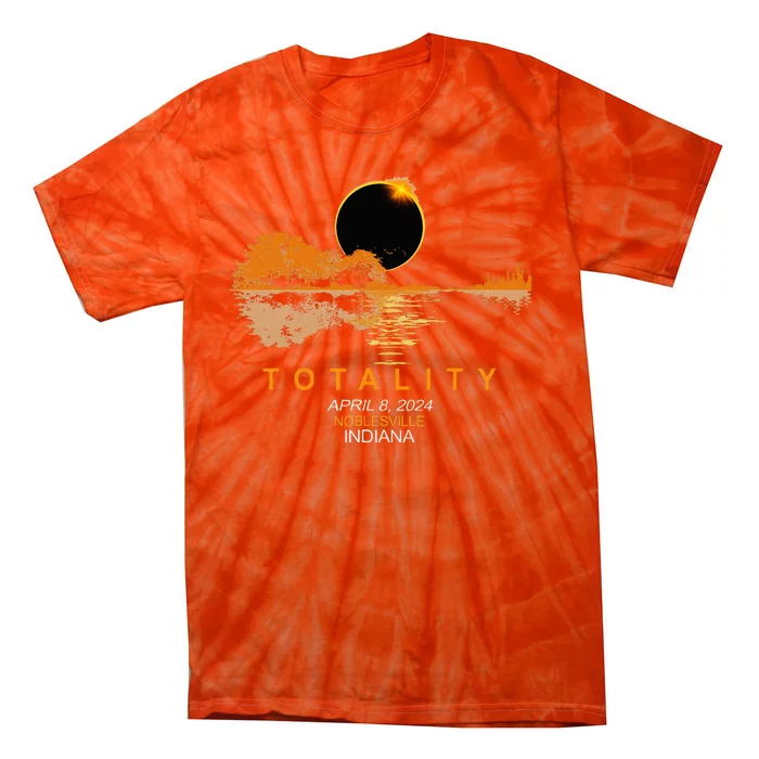 Noblesville Indiana Total Solar Eclipse 2024 Guitar Tie-Dye T-Shirt