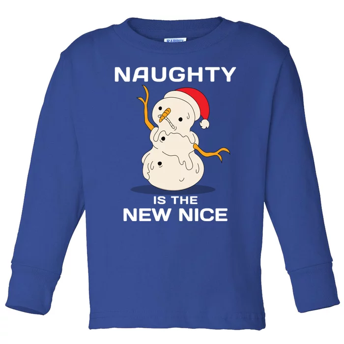 Naughty Is The New Nice Christmas Graphic Design Cool Gift Toddler Long Sleeve Shirt