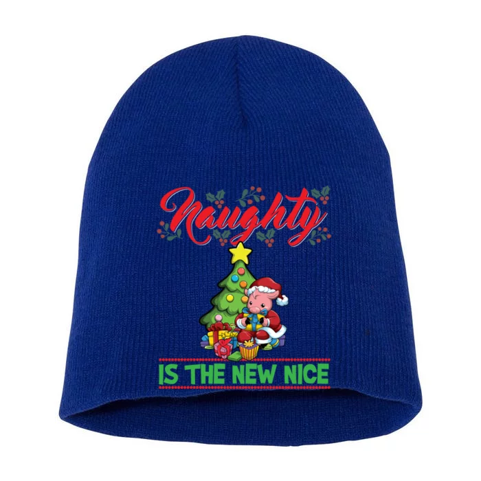 Naughty Is The New Nice Christmas Santa Xmas Gift Short Acrylic Beanie