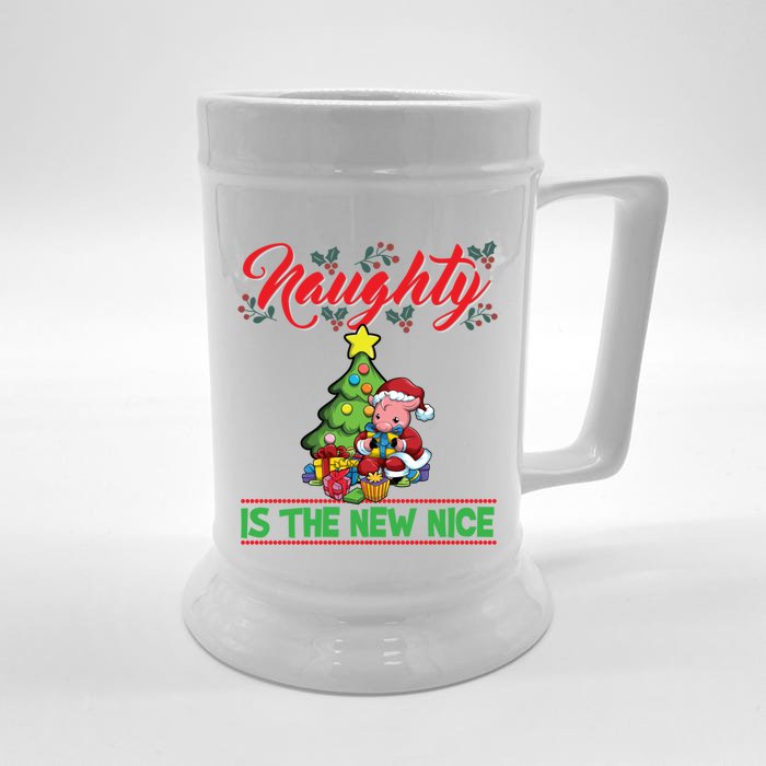 Naughty Is The New Nice Christmas Santa Xmas Gift Front & Back Beer Stein