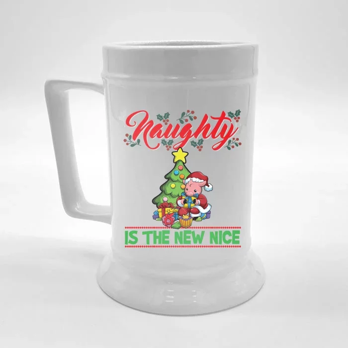 Naughty Is The New Nice Christmas Santa Xmas Gift Front & Back Beer Stein