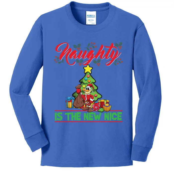 Naughty Is The New Nice Christmas Santa Xmas Gift Kids Long Sleeve Shirt