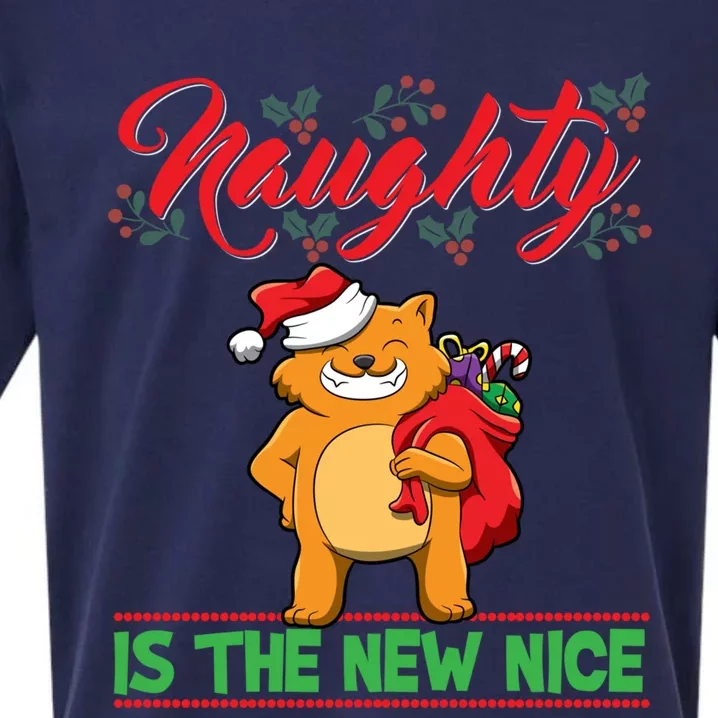 Naughty Is The New Nice Christmas Santa Xmas Funny Gift Sueded Cloud Jersey T-Shirt