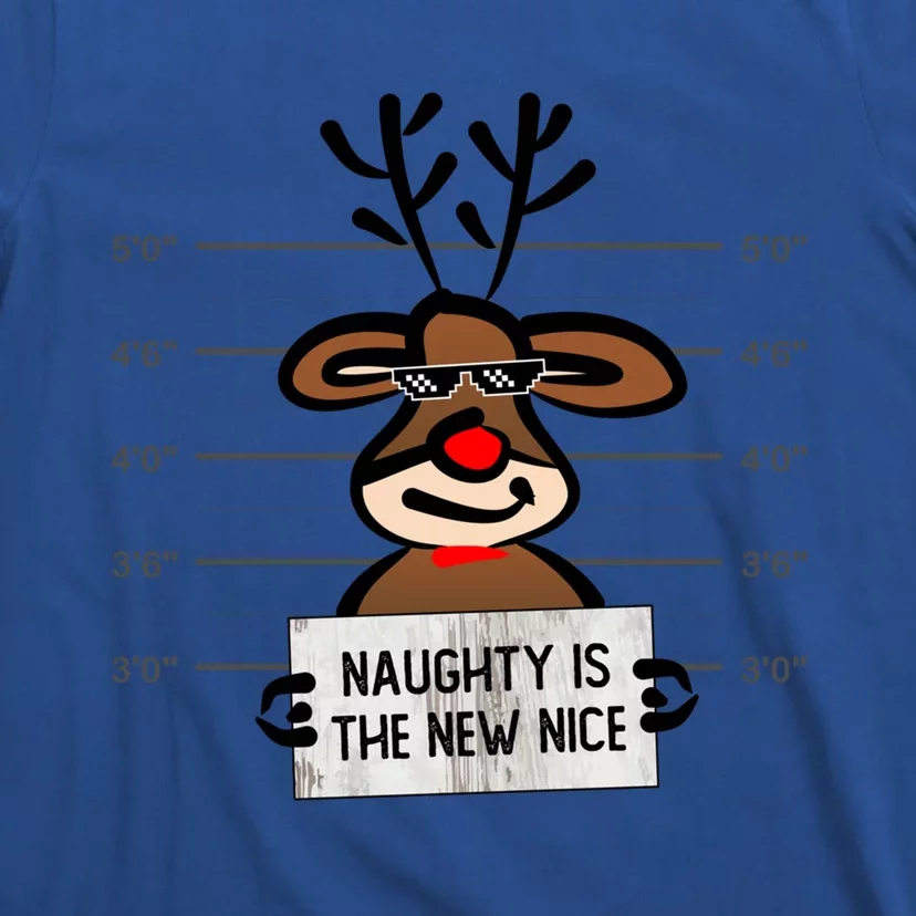 Naughty Is The New Nice Funny Christmas Reindeer Design Gift T-Shirt