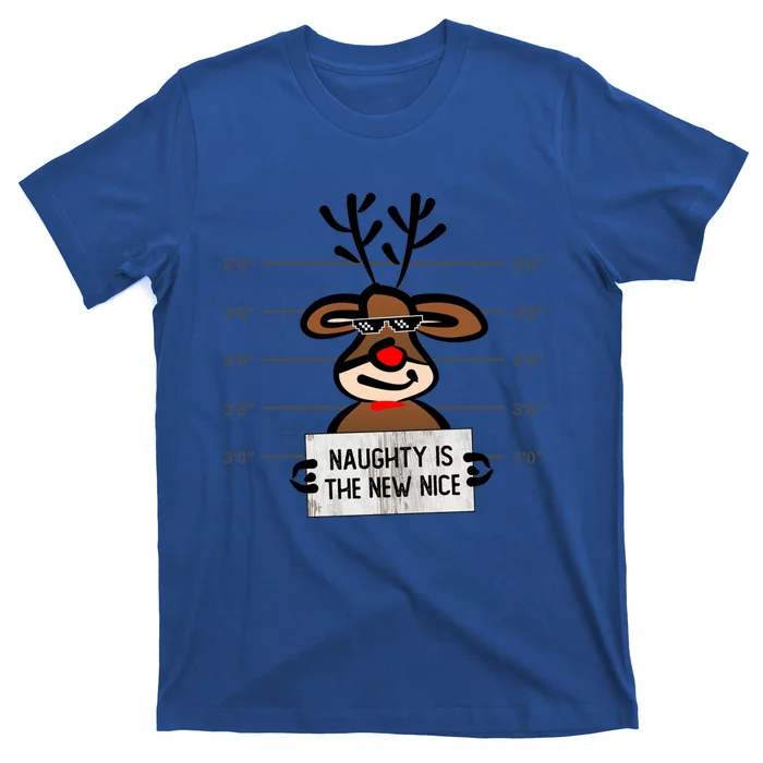 Naughty Is The New Nice Funny Christmas Reindeer Design Gift T-Shirt