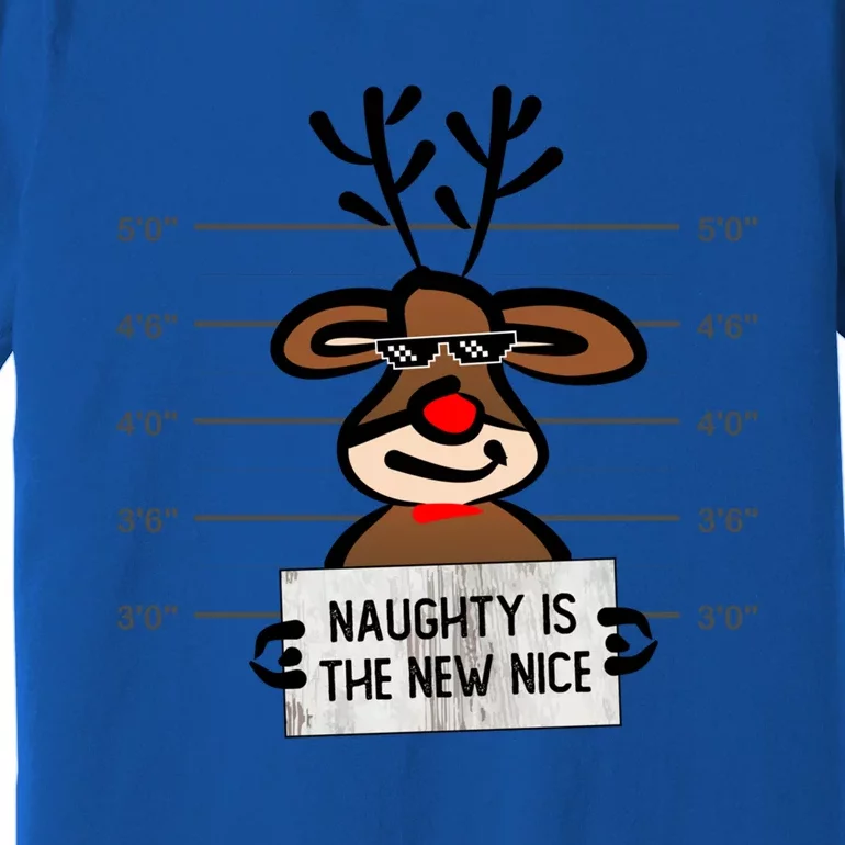 Naughty Is The New Nice Funny Christmas Reindeer Design Gift Premium T-Shirt