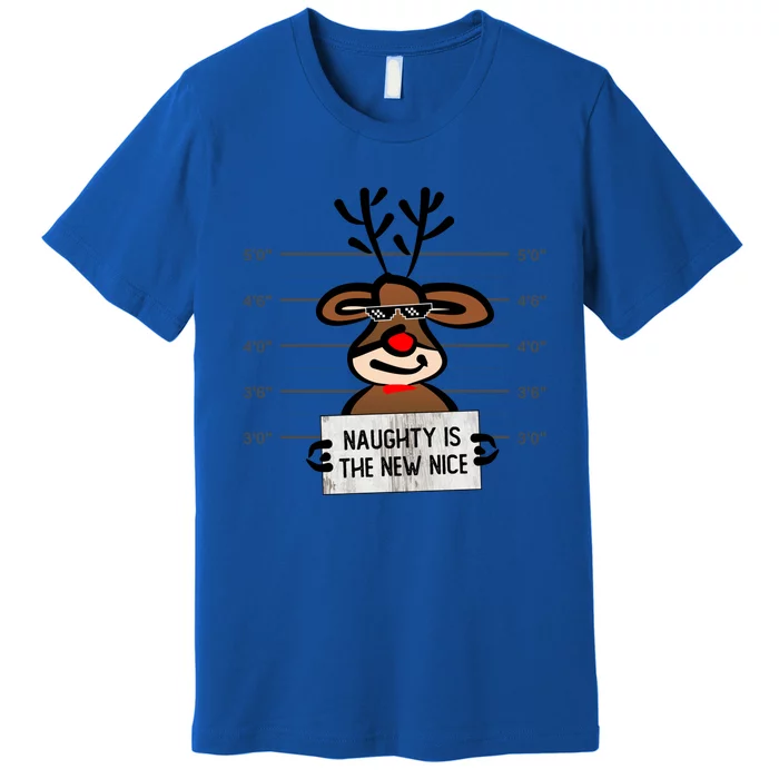 Naughty Is The New Nice Funny Christmas Reindeer Design Gift Premium T-Shirt