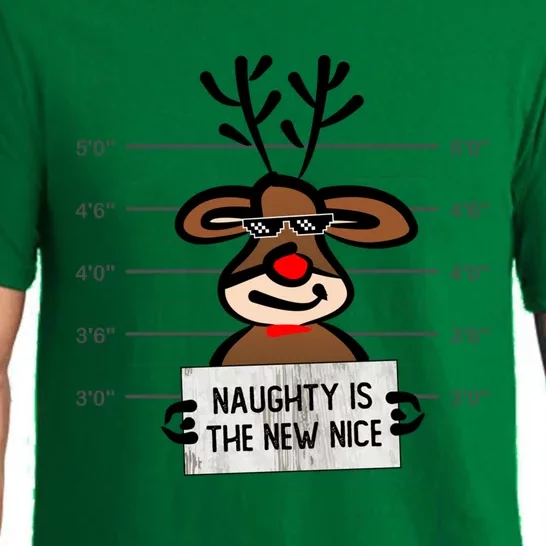 Naughty Is The New Nice Funny Christmas Reindeer Design Gift Pajama Set