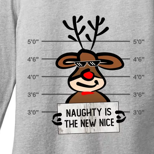 Naughty Is The New Nice Funny Christmas Reindeer Design Gift Womens CVC Long Sleeve Shirt