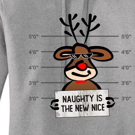 Naughty Is The New Nice Funny Christmas Reindeer Design Gift Women's Pullover Hoodie