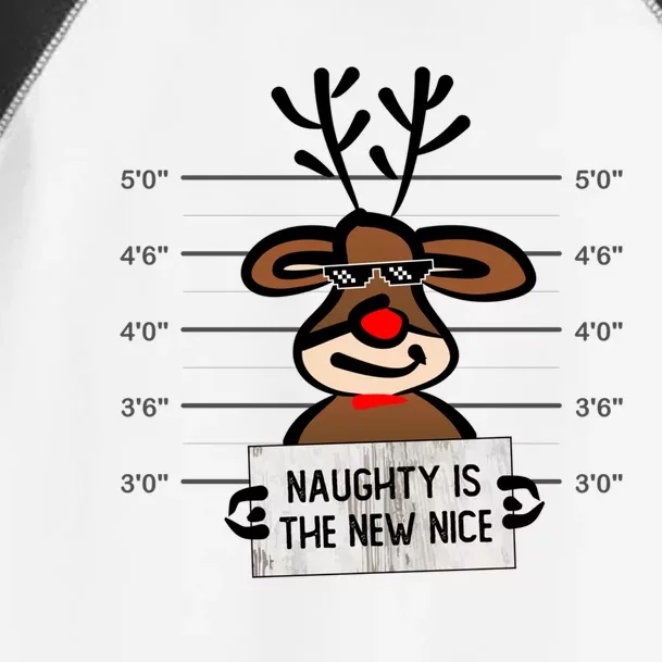 Naughty Is The New Nice Funny Christmas Reindeer Design Gift Toddler Fine Jersey T-Shirt