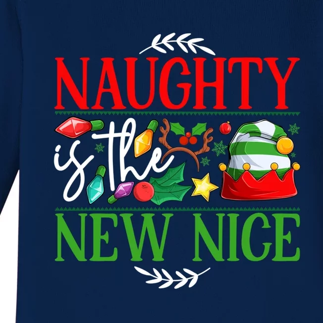 Naughty Is The New Nice Funny Christmas Santa Funny Gift Baby Long Sleeve Bodysuit