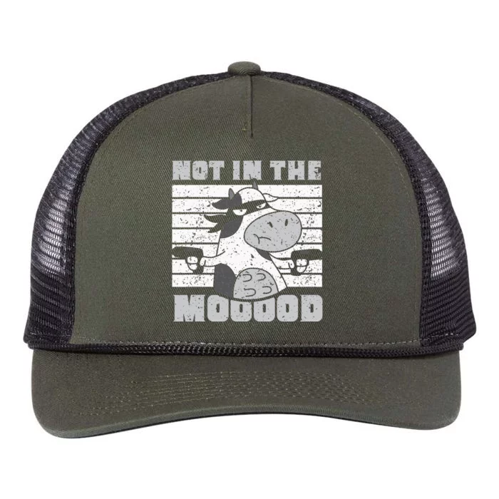 Not In The Mooood Cow Cows Farm Animals Lover Retro Rope Trucker Hat Cap