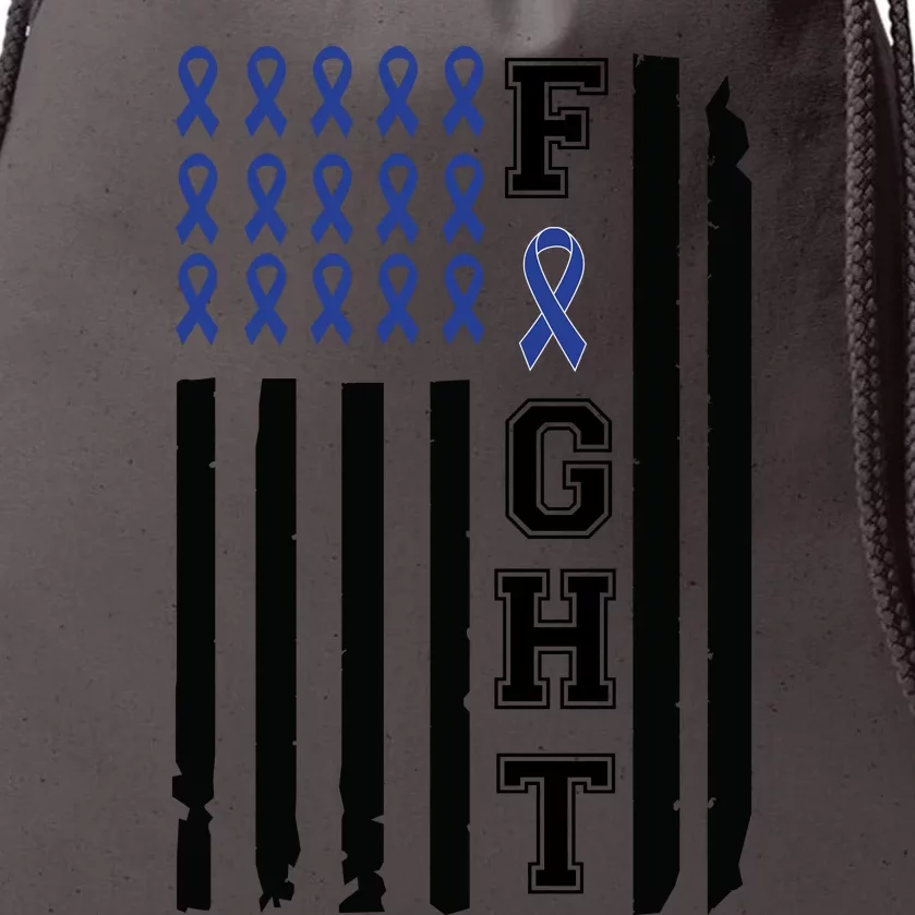 Nobody In This Family Fights Alone Colon Cancer Awareness Drawstring Bag