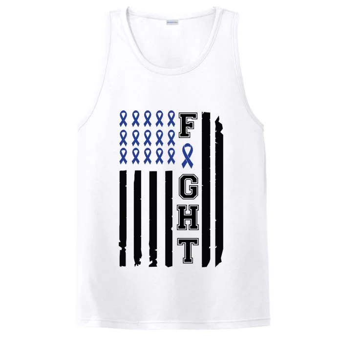 Nobody In This Family Fights Alone Colon Cancer Awareness Performance Tank