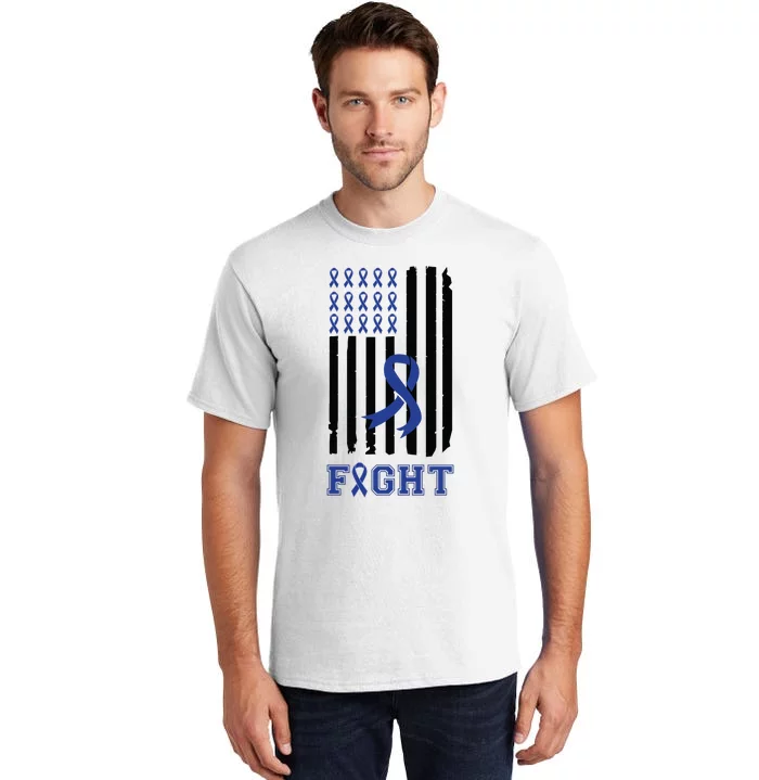 Nobody In This Family Fights Alone Colon Cancer Awareness Tall T-Shirt