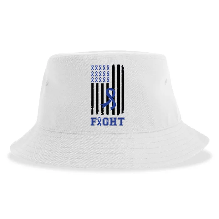 Nobody In This Family Fights Alone Colon Cancer Awareness Sustainable Bucket Hat