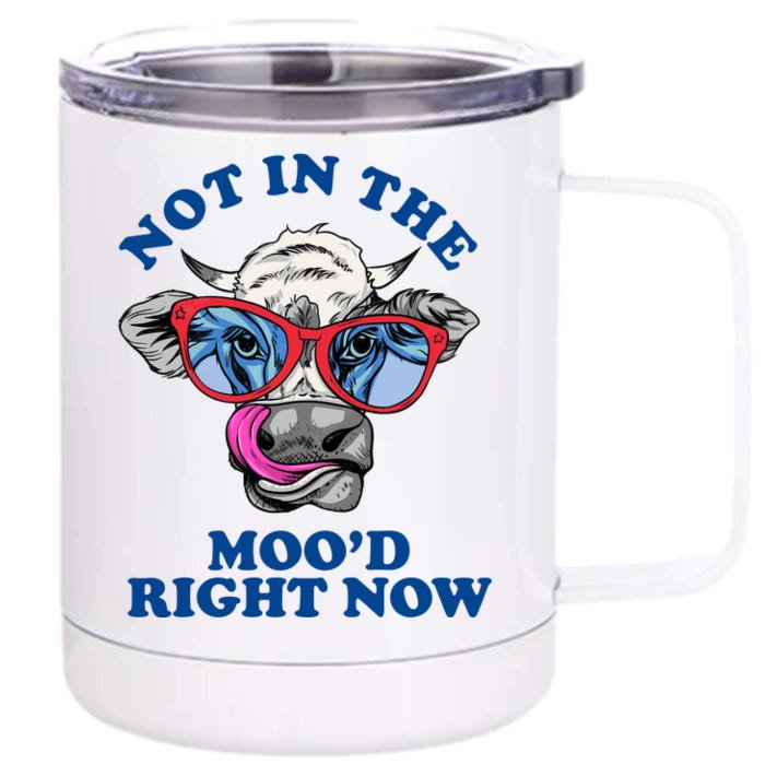 Not In The Mood Right Now Funny Cow Front & Back 12oz Stainless Steel Tumbler Cup