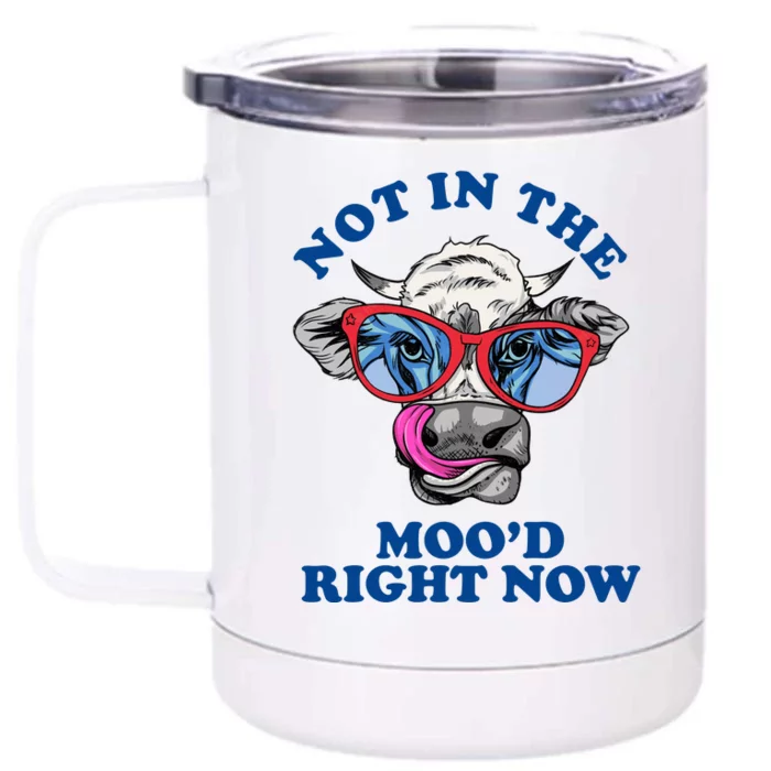 Not In The Mood Right Now Funny Cow Front & Back 12oz Stainless Steel Tumbler Cup