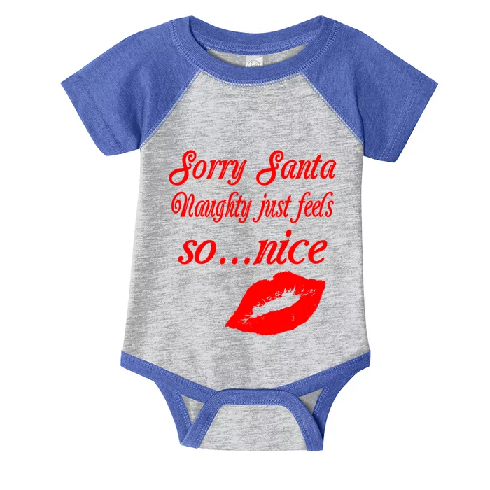 Naughty Is The New Nice Santa Xmas Lips Gift Infant Baby Jersey Bodysuit