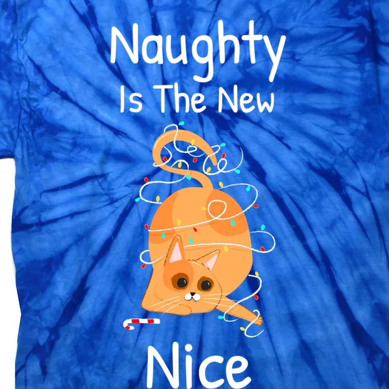 Naughty Is The New Nice Cat Playing In Christmas Lights Gift Tie-Dye T-Shirt