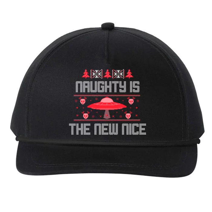 Naughty Is The New Nice Christmas Alien Gift Snapback Five-Panel Rope Hat