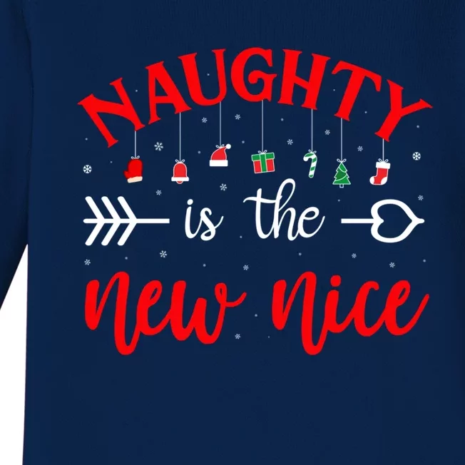 Naughty Is The New Nice Funny Cool Gift Baby Long Sleeve Bodysuit