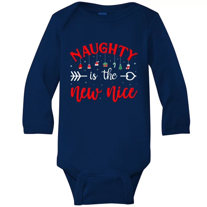 Naughty Is The New Nice Funny Cool Gift Baby Long Sleeve Bodysuit