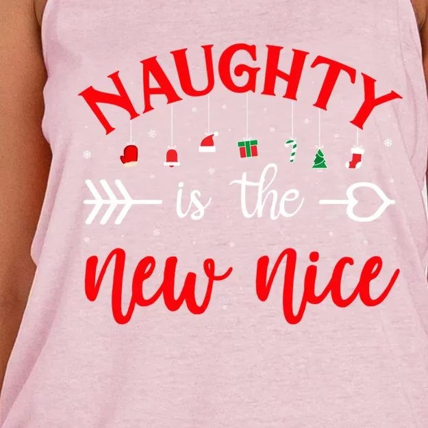 Naughty Is The New Nice Funny Cool Gift Women's Knotted Racerback Tank