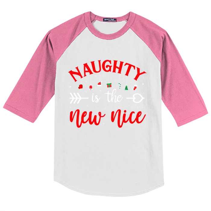 Naughty Is The New Nice Funny Cool Gift Kids Colorblock Raglan Jersey