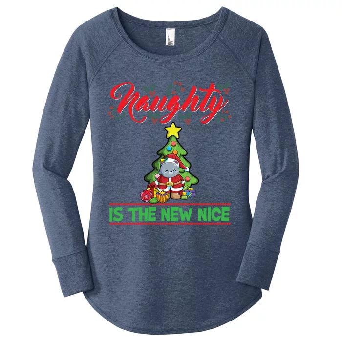 Naughty Is The New Nice Christmas Santa Xmas Gift Women's Perfect Tri Tunic Long Sleeve Shirt