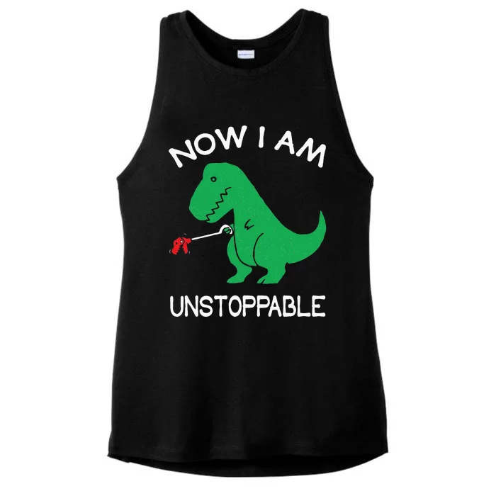 Now I'm Unstoppable Funny TRex Dinosaur Ladies Tri-Blend Wicking Tank