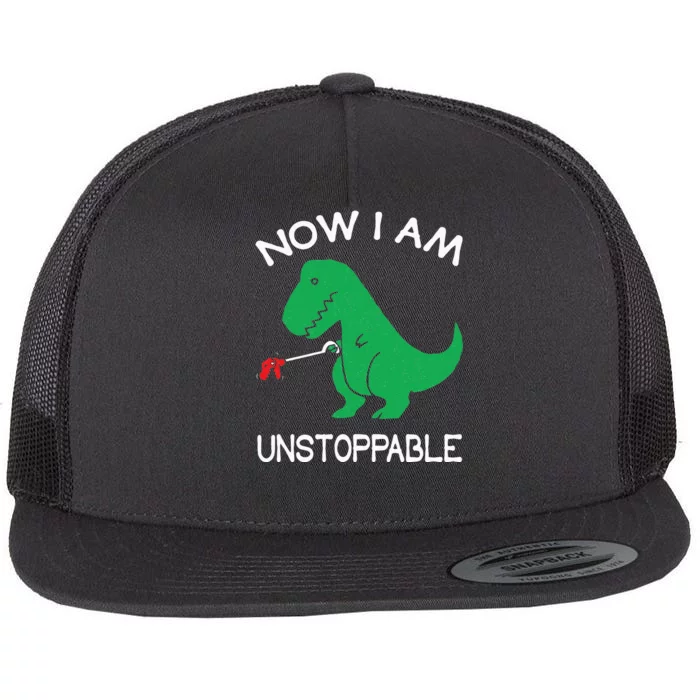 Now I'm Unstoppable Funny TRex Dinosaur Flat Bill Trucker Hat