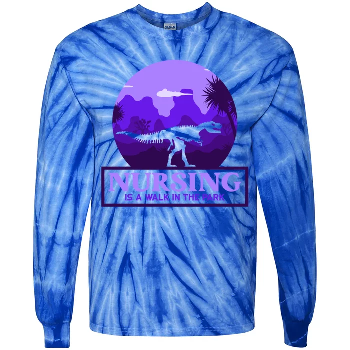 Nursing Is Walking Park Nurse School Nurse Day Gift Tie-Dye Long Sleeve Shirt