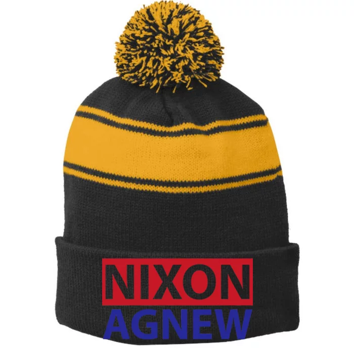 Nixon Agnew Stripe Pom Pom Beanie