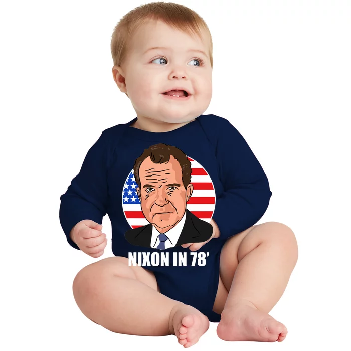 Nixon In 78' President USA Flag Baby Long Sleeve Bodysuit