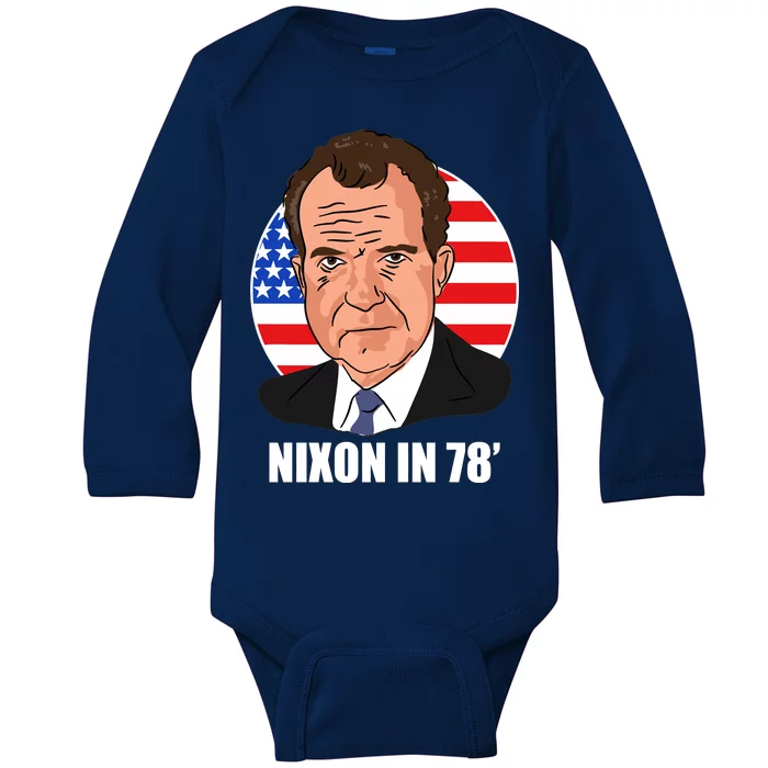 Nixon In 78' President USA Flag Baby Long Sleeve Bodysuit