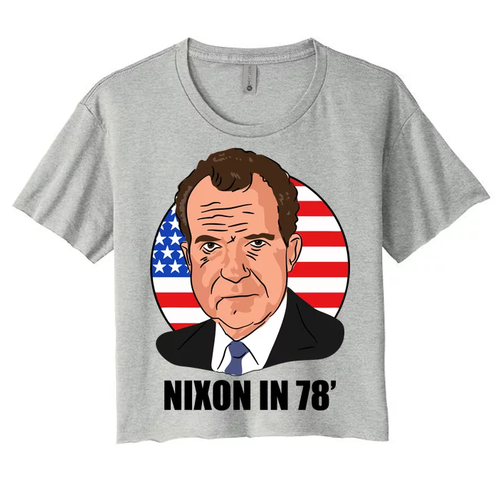 Nixon In 78' President USA Flag Women's Crop Top Tee