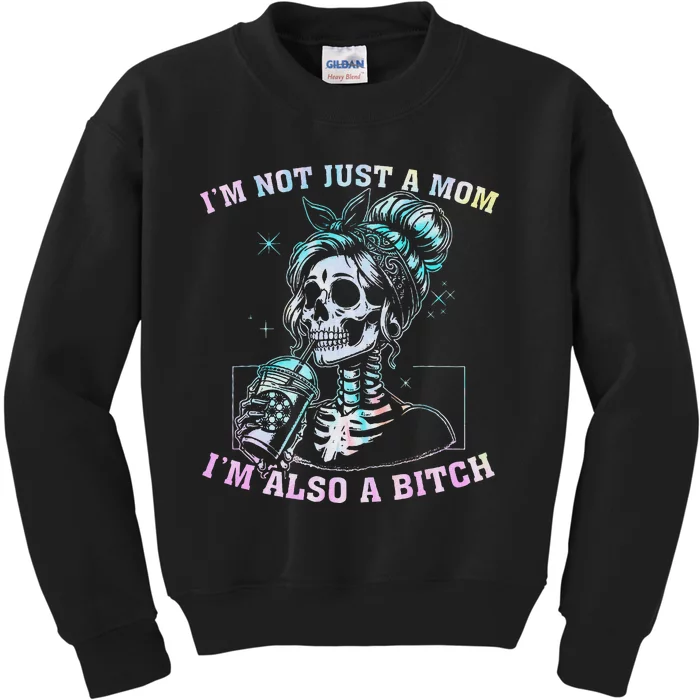 Not Just A Mom Also A Badass Skull Tie Dye Kids Sweatshirt