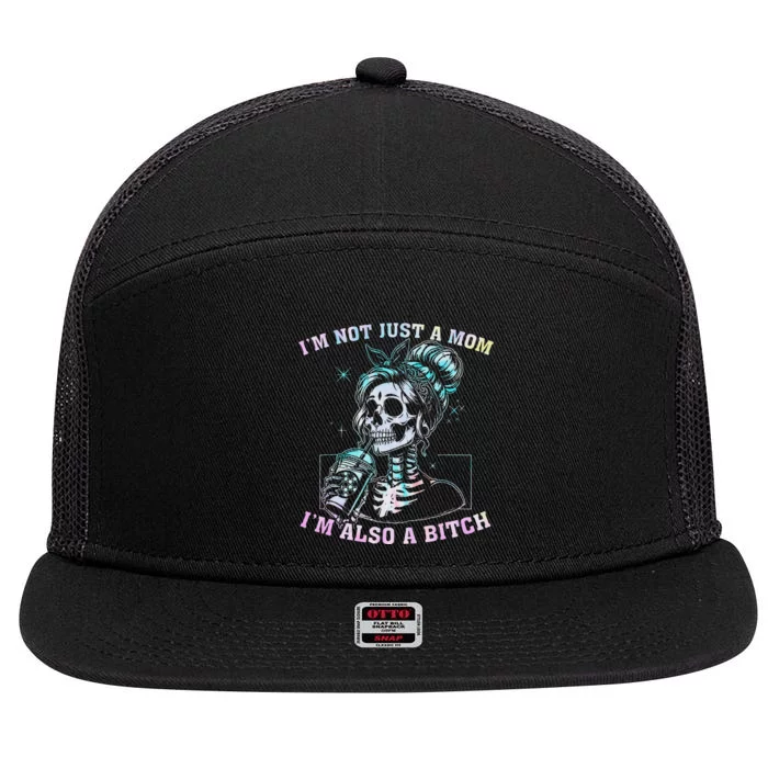 Not Just A Mom Also A Badass Skull Tie Dye 7 Panel Mesh Trucker Snapback Hat