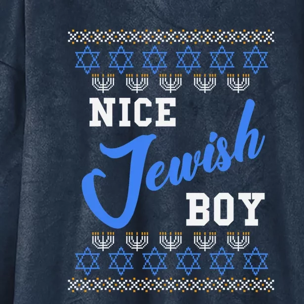 Nice Jewish Boy Hanukkah Jew Chanukah Menorah Hooded Wearable Blanket